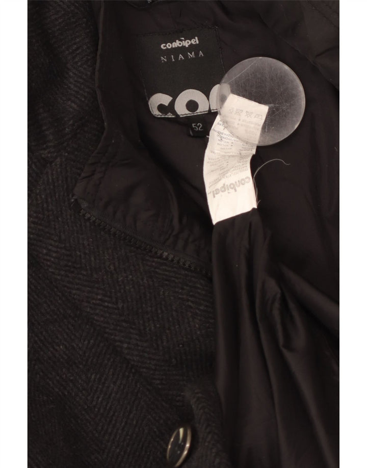 Palton Niama pentru bărbați CONBIPEL IT 52, lână mare neagră, în schemă