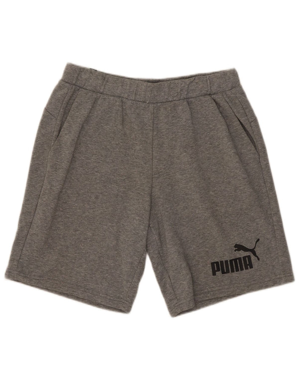Pantaloni scurți sport grafic Puma pentru bărbați, din bumbac cu pete gri medii