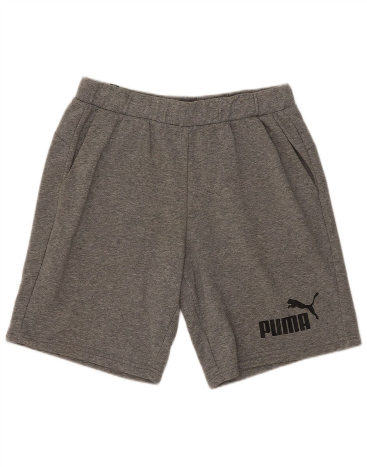Pantaloni scurți sport grafic Puma pentru bărbați, din bumbac cu pete gri medii