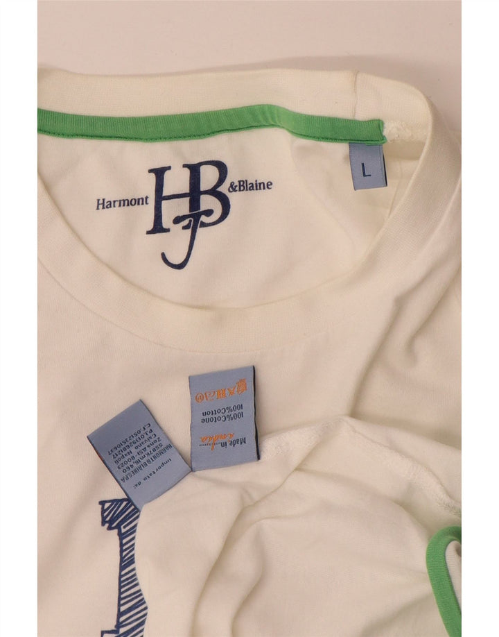 Tricou grafic pentru bărbați Harmont & Blaine Top mare din bumbac alb
