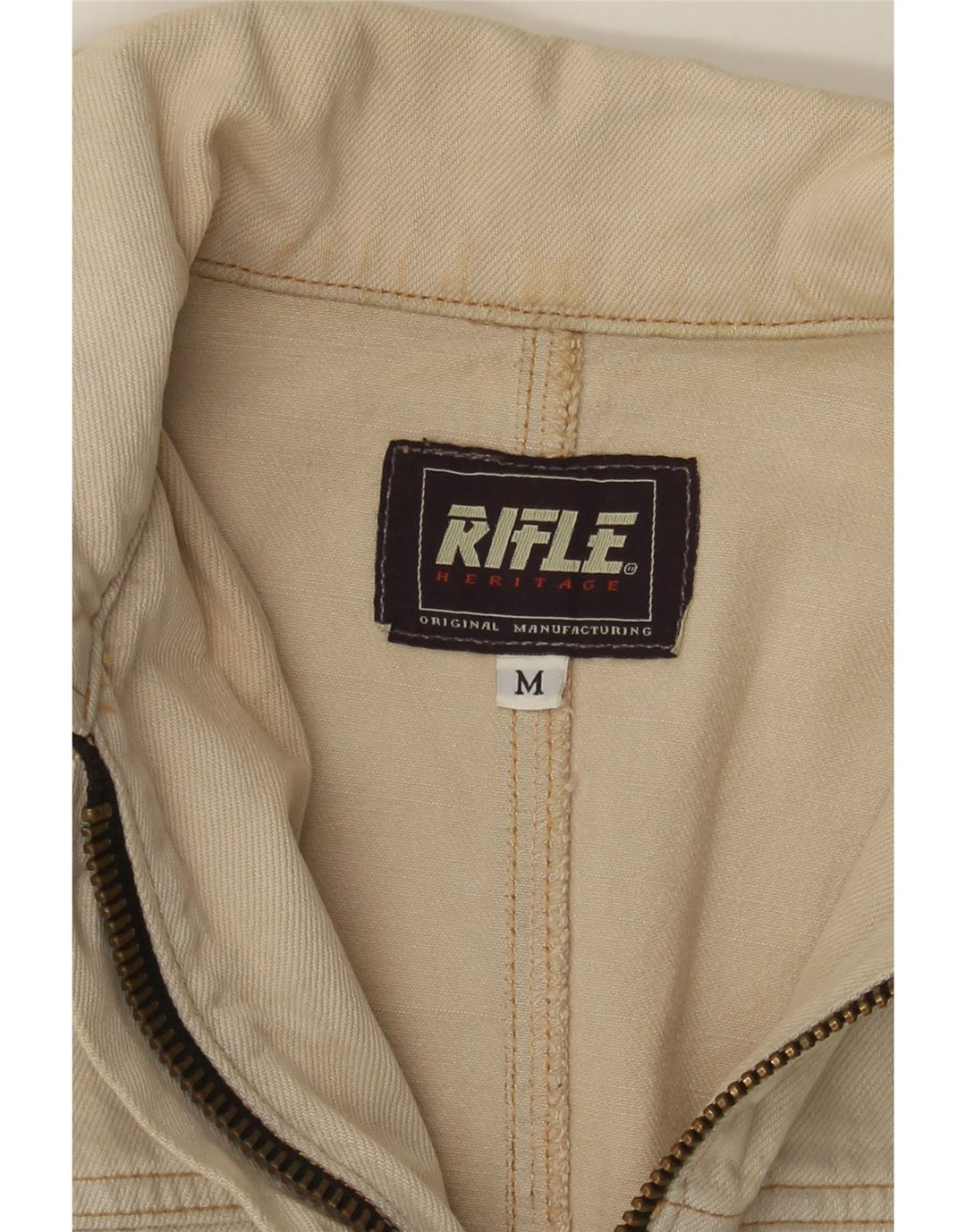 Jachetă de denim crop pentru femei Rifle UK 12, bumbac mediu bej