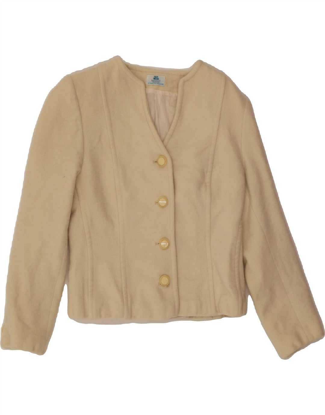 VINTAGE Womens 4 Button 3/4 Sleeve Blazer Jacket IT 42 Medium Off White Vintage Vintage and Second-Hand Vintage from Messina Hembry 