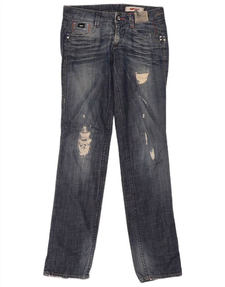 Blugi drepti distressed pentru femei Gas W27 L34 Bumbac albastru