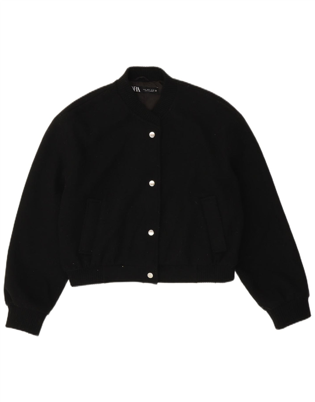Jachetă Bomber oversize pentru femei ZARA UK 10 Poliester negru mic
