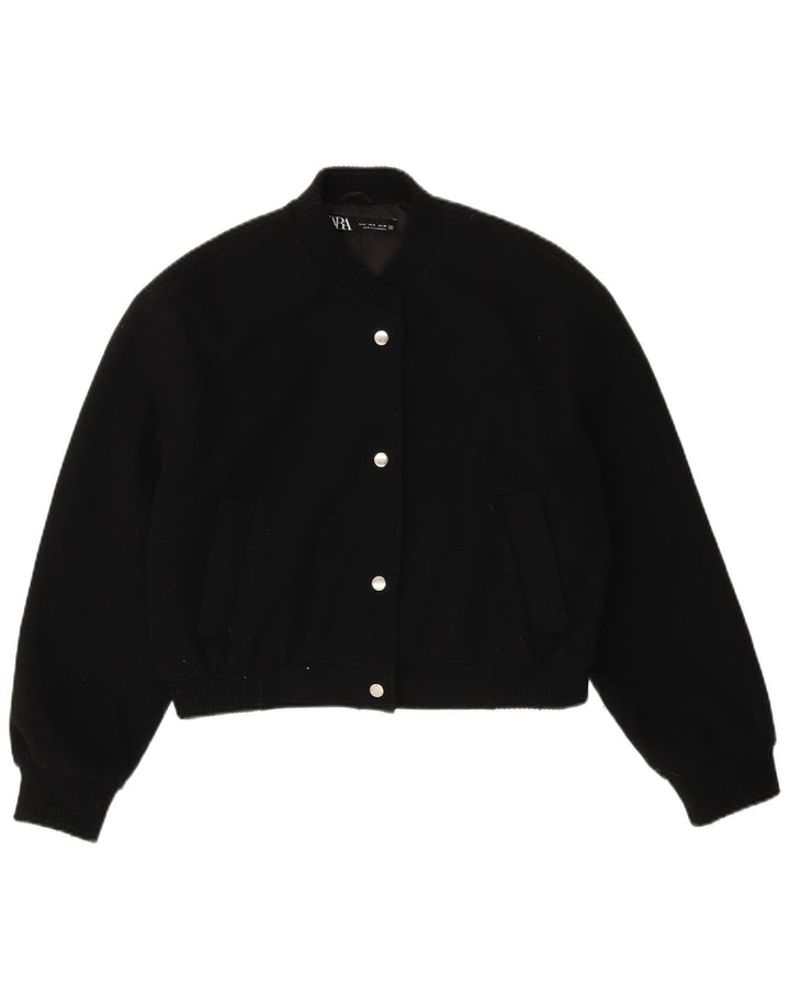 Jachetă Bomber oversize pentru femei ZARA UK 10 Poliester negru mic