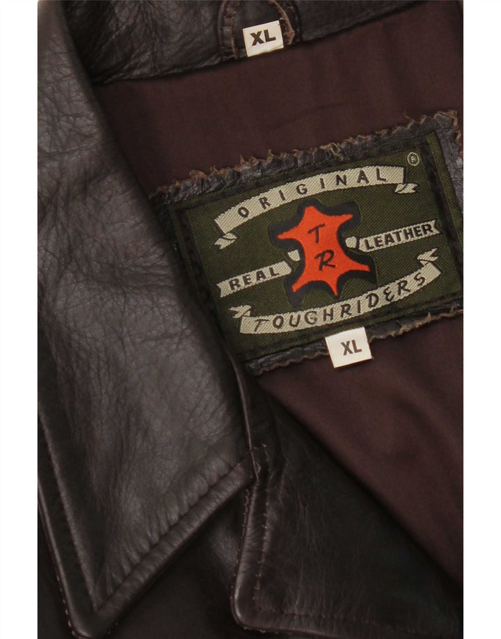 Palton din piele vintage pentru femei UK 18 XL maro
