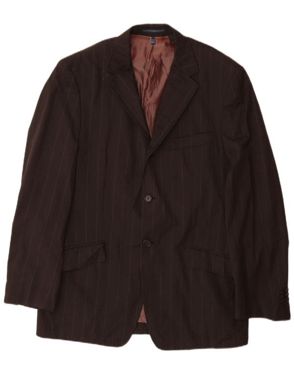 Blazer pentru bărbați Zara cu 2 nasturi EU 52 Lână mare cu dungi negre