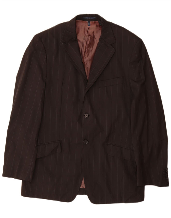 Blazer pentru bărbați Zara cu 2 nasturi EU 52 Lână mare cu dungi negre