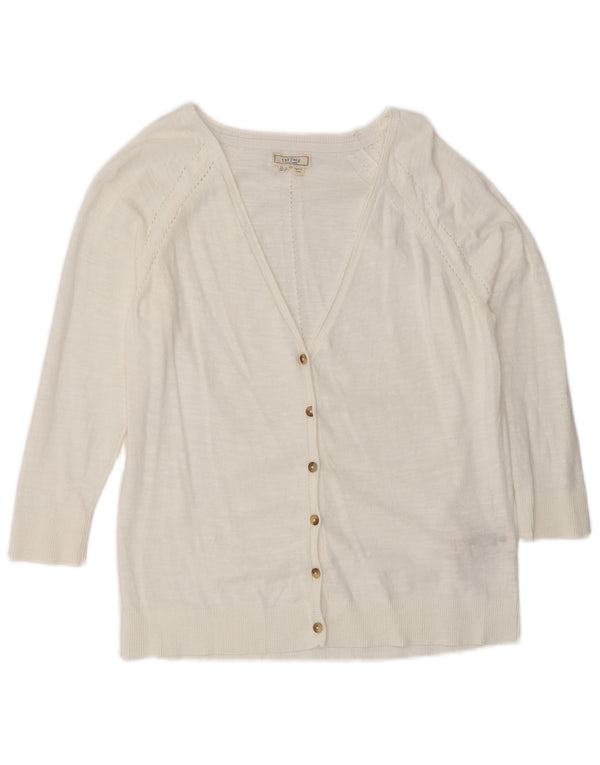 Pulover cardigan pentru femei Fat Face cu mâneci 3/4 UK 12 Bumbac alb mediu