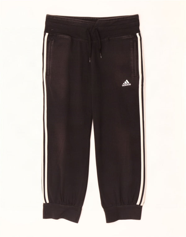 Adidas Womens Capri Tracksuit Trousers Joggers UK 10 Small Black Cotton