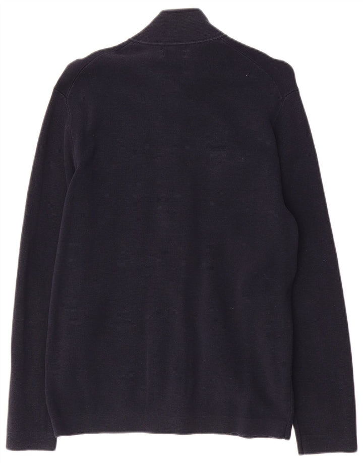 Pulover cardigan Massimo Dutti pentru bărbați, bumbac bleumarin mediu