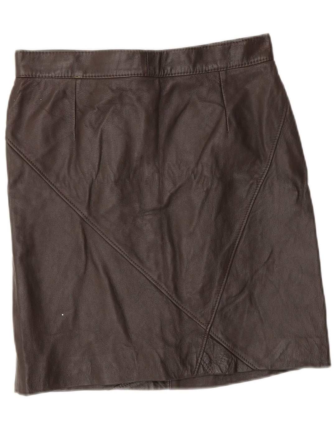 Mini fustă de piele vintage pentru femei IT 46 Large W28 piele maro