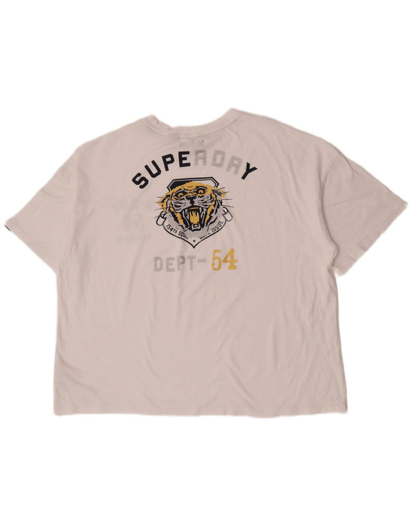 Tricou cu grafic supradimensionat Superdry pentru femei, UK 16, mare, alb, bumbac