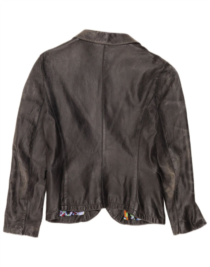 Blazer pentru femei Santacroce, din piele, cu 2 nasturi, UK 10 Mic Negru