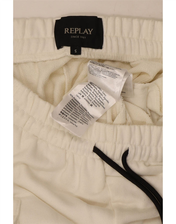 Replay Pantaloni de trening cargo pentru bărbați Pantaloni de jogging Bumbac alb mic