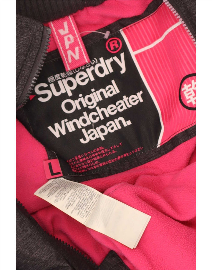Jachetă Windbreaker cu glugă Superdry pentru femei UK 16, mare, gri