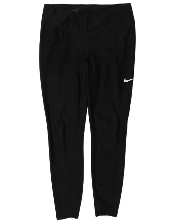 NIKE Womens Dri Fit Leggings UK 14 Large  Black Polyester