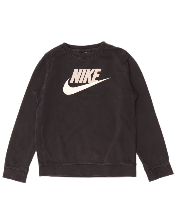 Nike Girls Graphic Standard Fit Sweatshirt Jumper 10-11 Years Medium Black