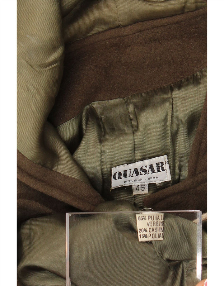 Manson vintage pentru femei cu glugă IT 46 Lână virgină mare kaki