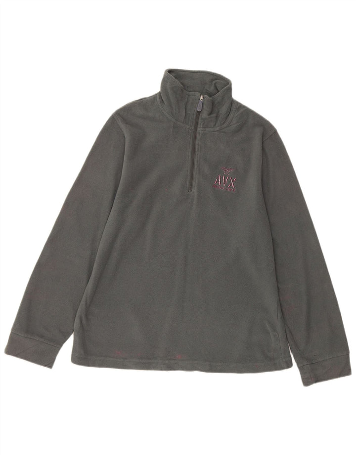 AVIREX Womens Zip Neck Fleece Jumper UK 20 2XL Grey Polyester