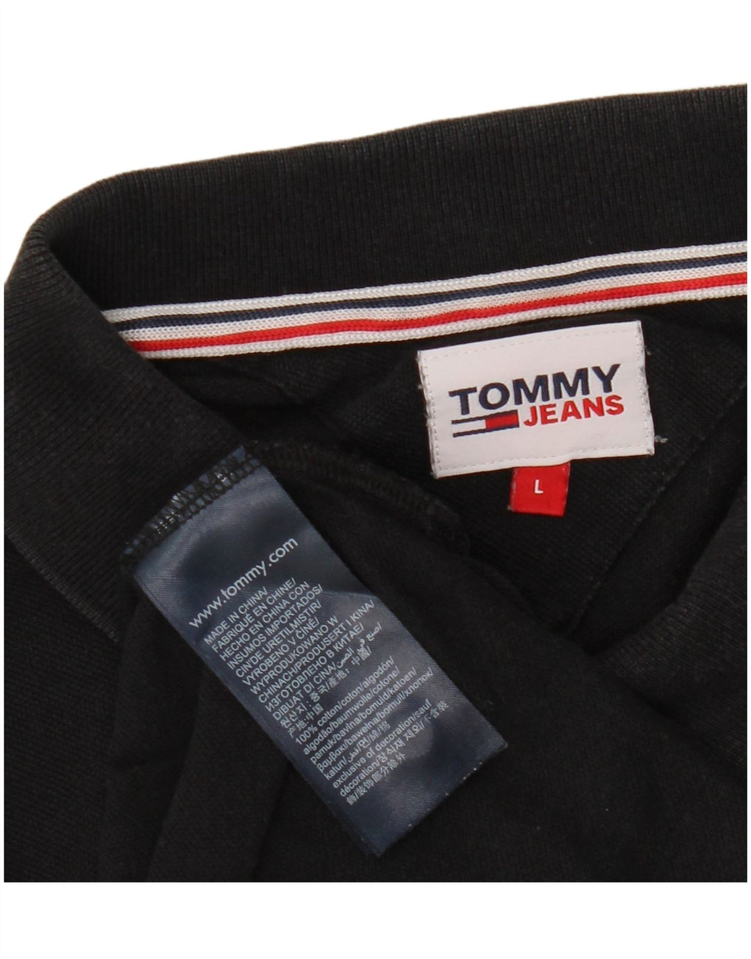 Tricou polo TOMMY HILFIGER pentru bărbați, bumbac negru mare