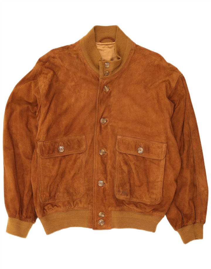 Bomber Vintage pentru bărbați din piele intoarsa IT 48 Bej mediu