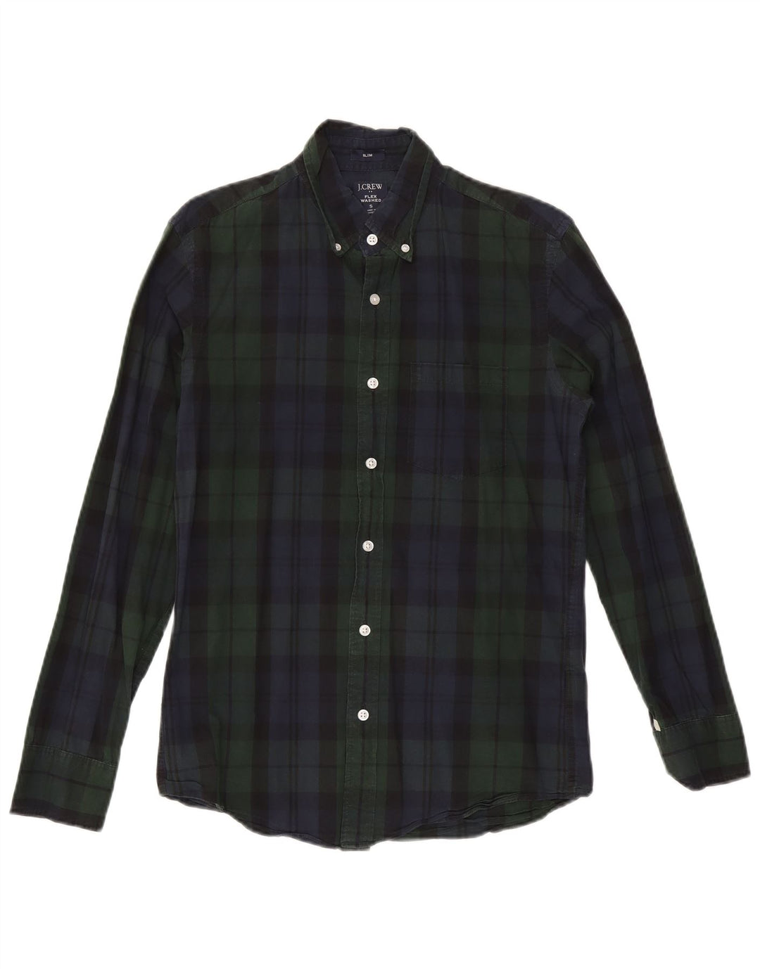 Cămașă subțire pentru bărbați J. Crew, bumbac cu carouri verzi mici