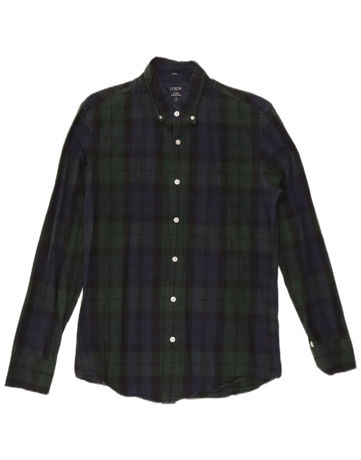 Cămașă subțire pentru bărbați J. Crew, bumbac cu carouri verzi mici