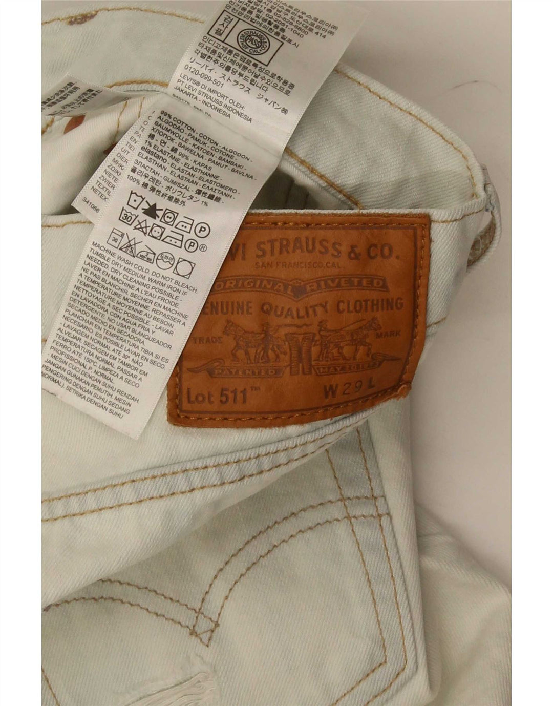 Pantaloni scurți Levi's 511 Slim Fit din denim distressed W29 Bumbac albastru mic