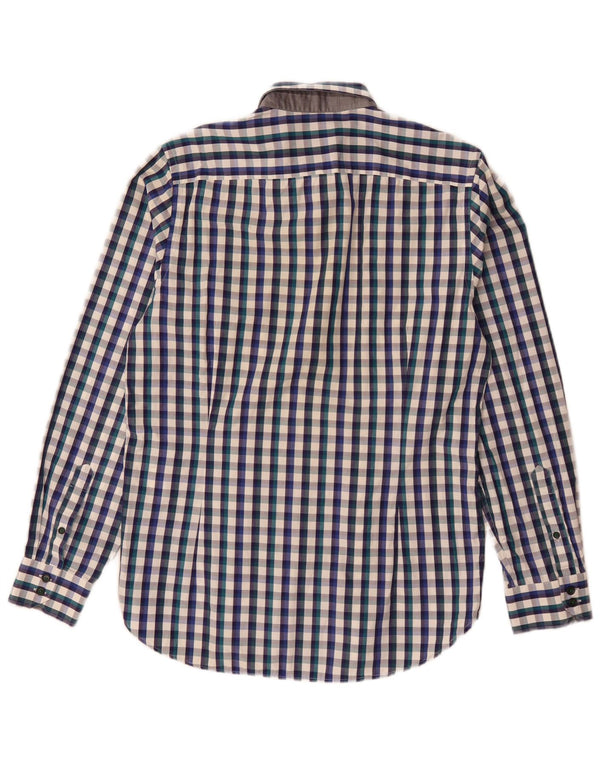 Ted Baker Mens Shirt Size 3 Medium Blue Gingham Cotton