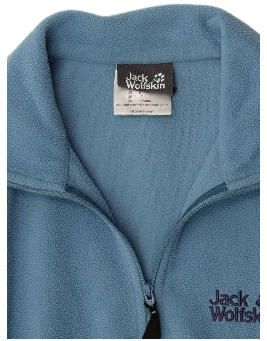 JACK WOLFSKIN Pulover pentru femei cu fermoar și gât din lână UK 10 Mic, albastru, poliester