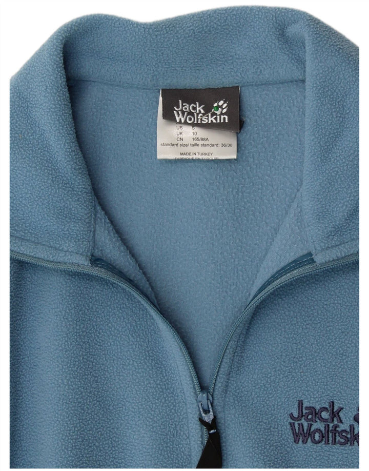 JACK WOLFSKIN Pulover pentru femei cu fermoar și gât din lână UK 10 Mic, albastru, poliester