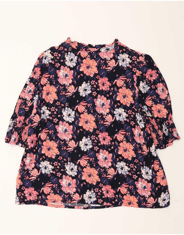 Bluză pentru femei Marks & Spencer, cu mâneci 3/4, UK 16, mare, albastru, floral