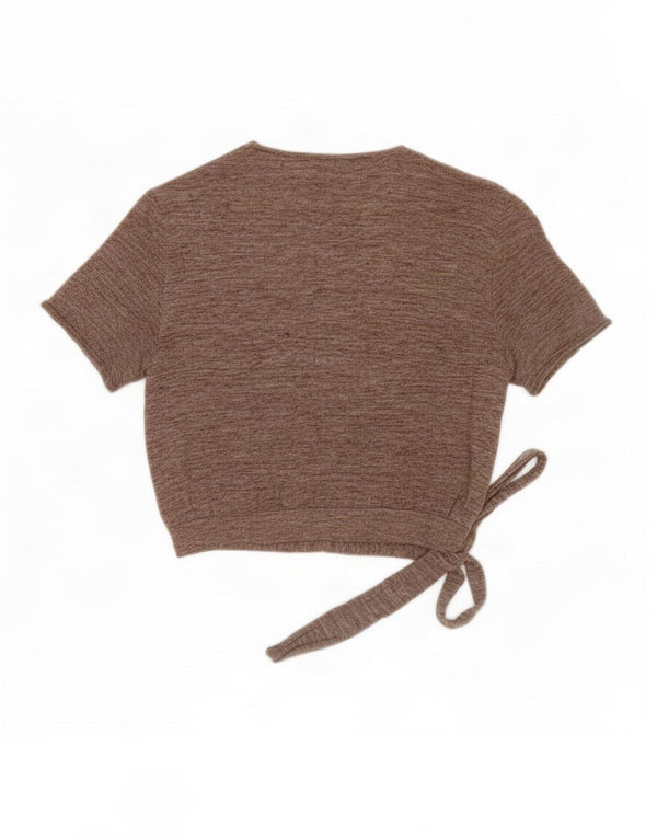 Top cardigan cu mânecă scurtă pentru femei Zara UK 14 mare, bej, pete