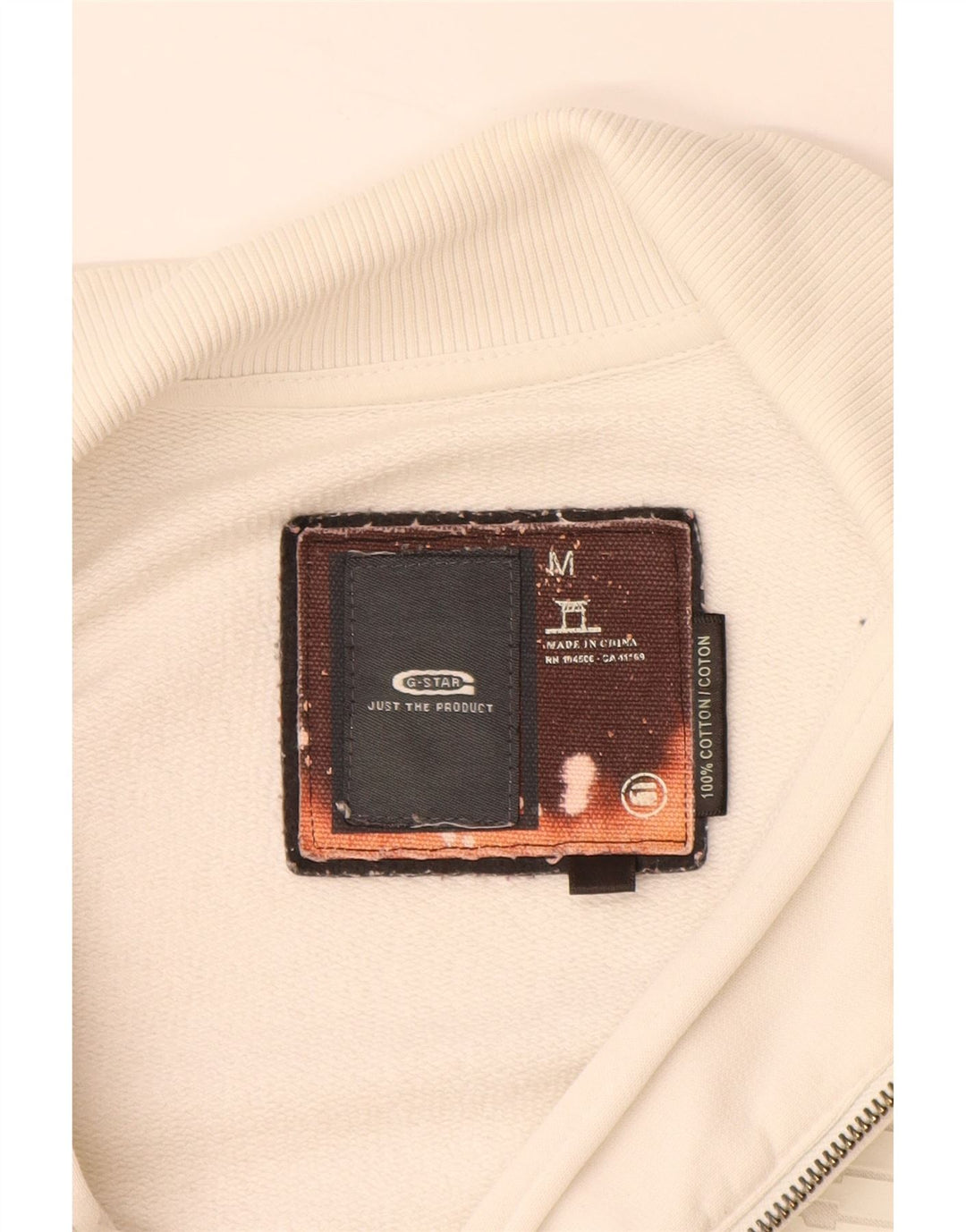 Jachetă de trening pentru bărbați G-STAR, bumbac alb mediu