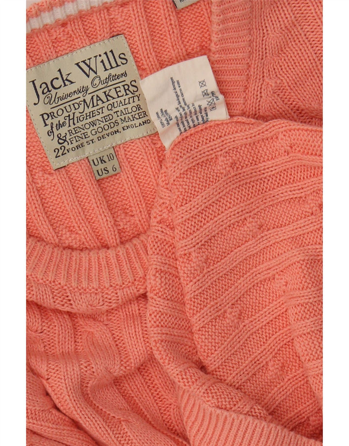JACK WILLS Pulover crop pentru femei cu gâtul turnat, bumbac roz mic UK 10
