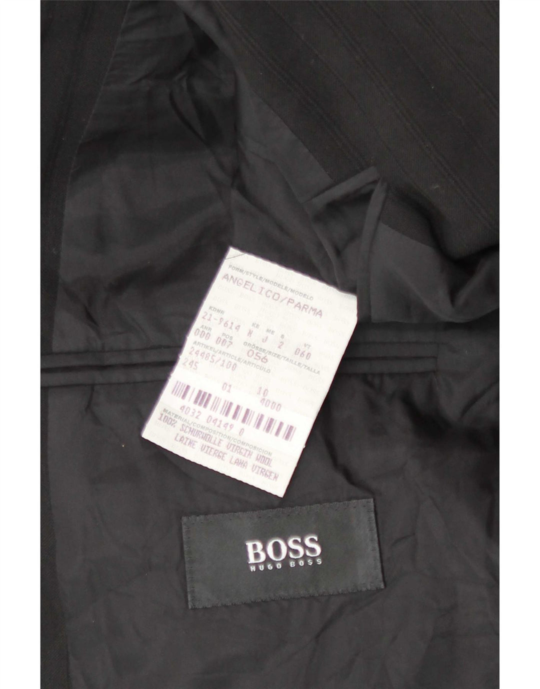 Blazer pentru bărbați Hugo Boss cu 3 nasturi EU 56 3XL Lână cu dungi negre