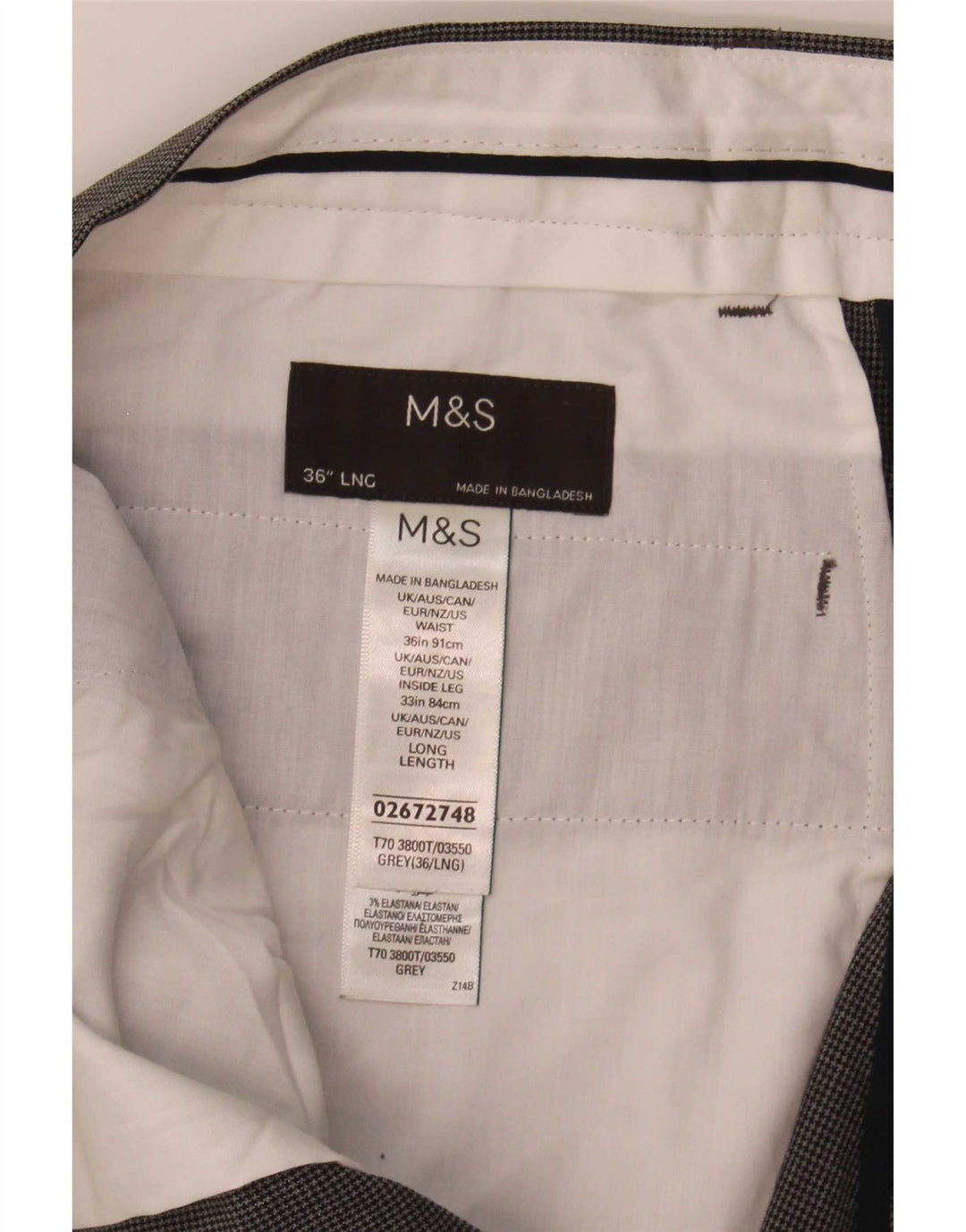 Pantaloni de costum slim pentru bărbați Marks & Spencer L36 L33 gri
