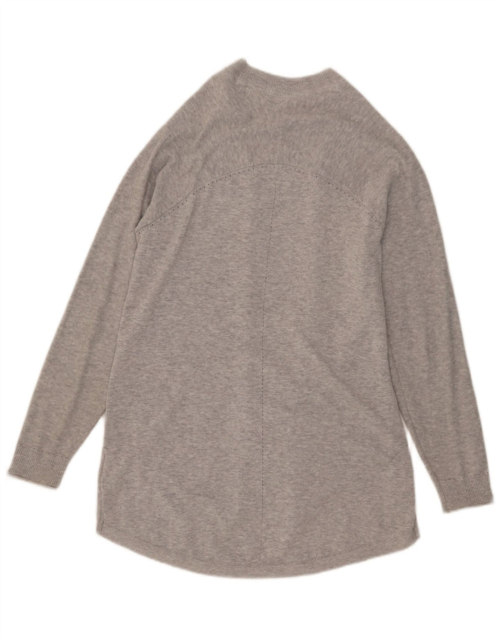 White Stuff Pulover cardigan deschis pentru femei cu paragate UK 14, mare, gri cu pete