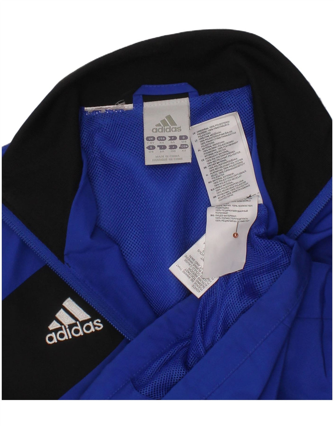 Jachetă de trening pentru băieți ADIDAS 7-8 ani, albastru, poliester