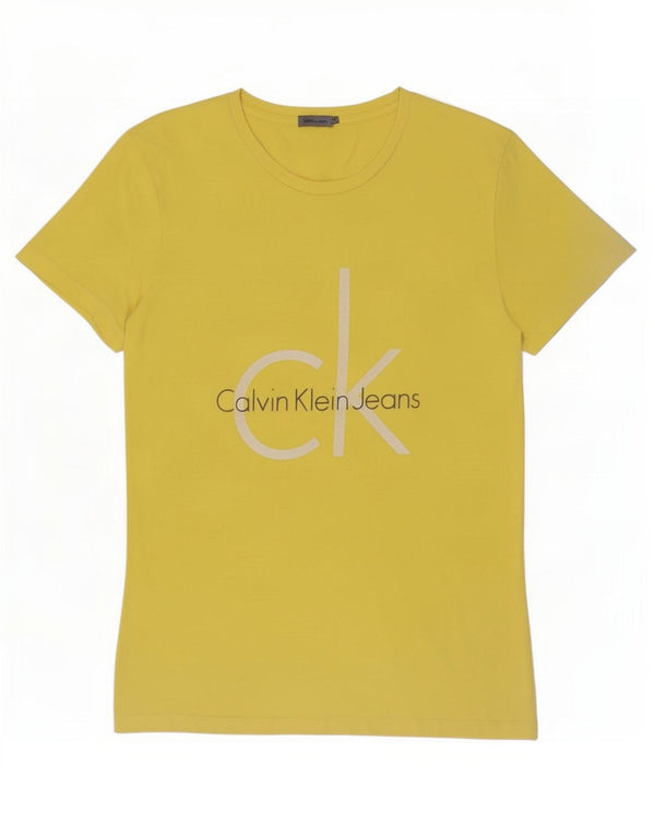 Tricou grafic pentru bărbați Calvin Klein Jeans Top din bumbac galben mediu