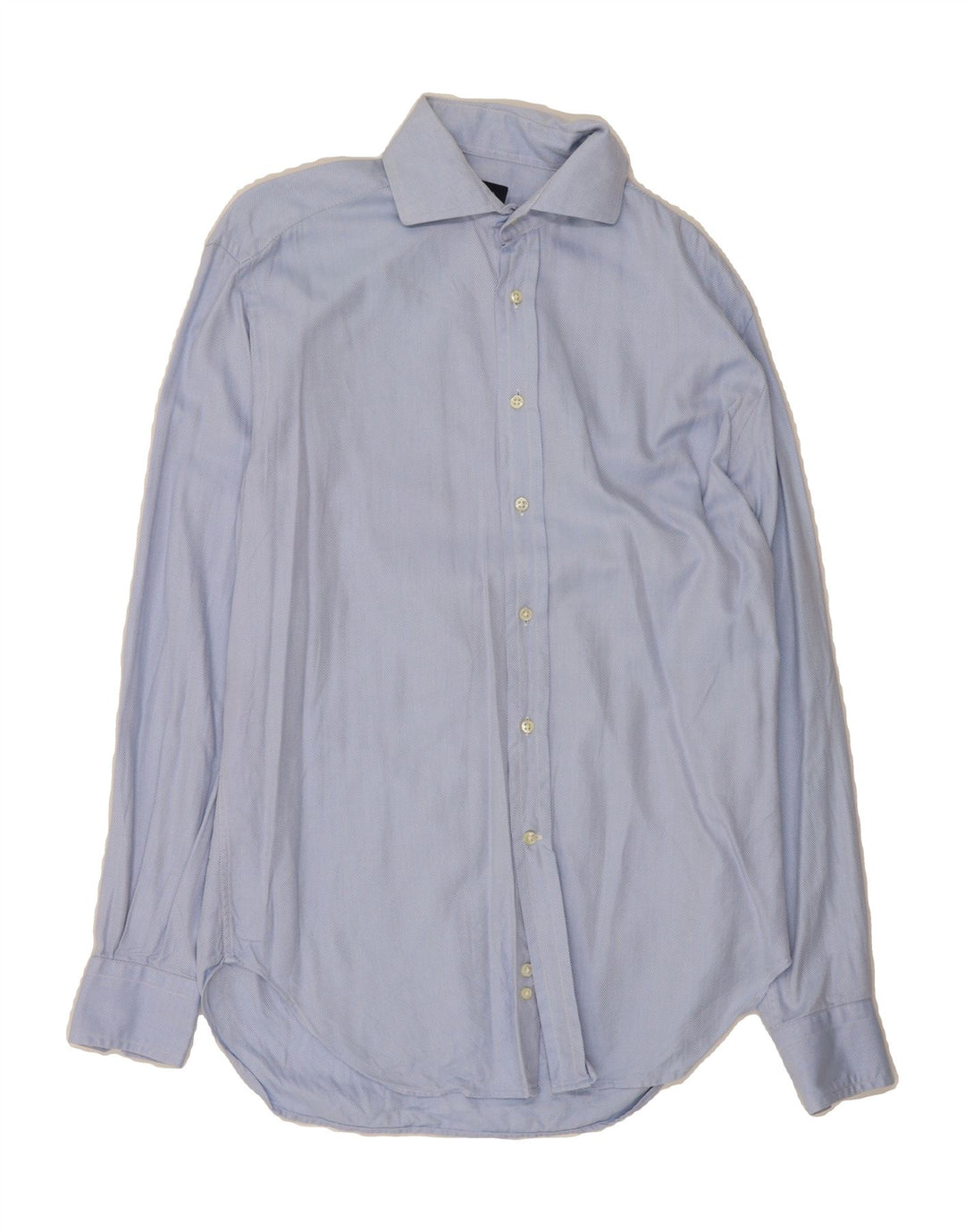 MASSIMO DUTTI Mens Shirt Size 39 15 1/2 Medium Blue Herringbone Cotton Vintage Massimo Dutti and Second-Hand Massimo Dutti from Messina Hembry 