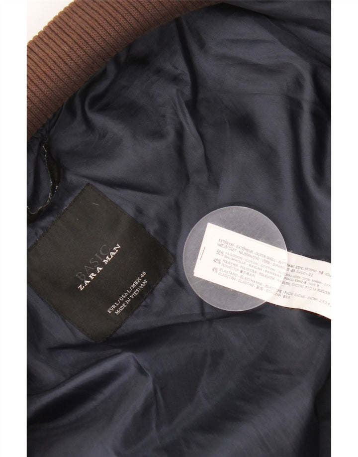 Bomber pentru bărbați Zara UK 40, mare, maro, bumbac