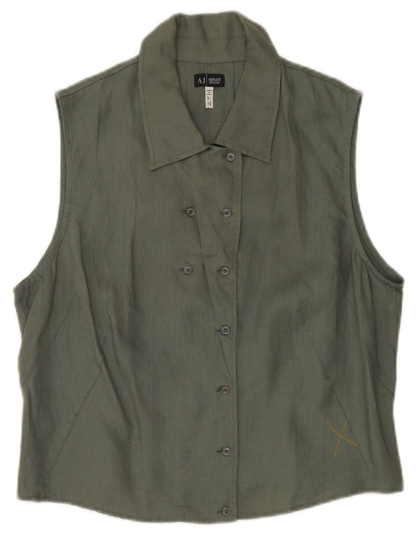 Bluză pentru femei Armani Jeans, fără mâneci, cămașă dublu, IT 48 XL Kaki