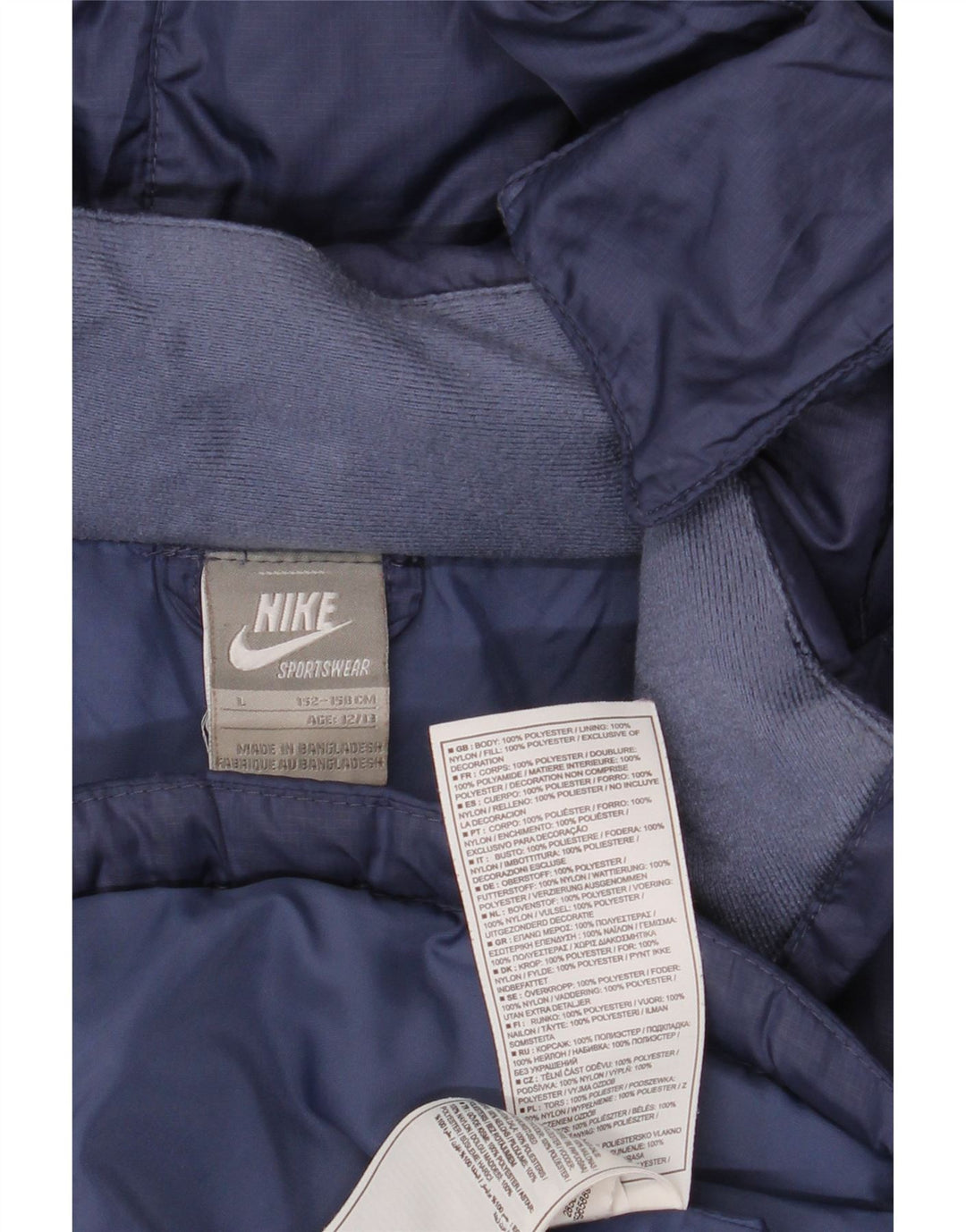 Jachetă căptușită cu glugă grafică Nike pentru băieți 12-13 ani, mare, bleumarin