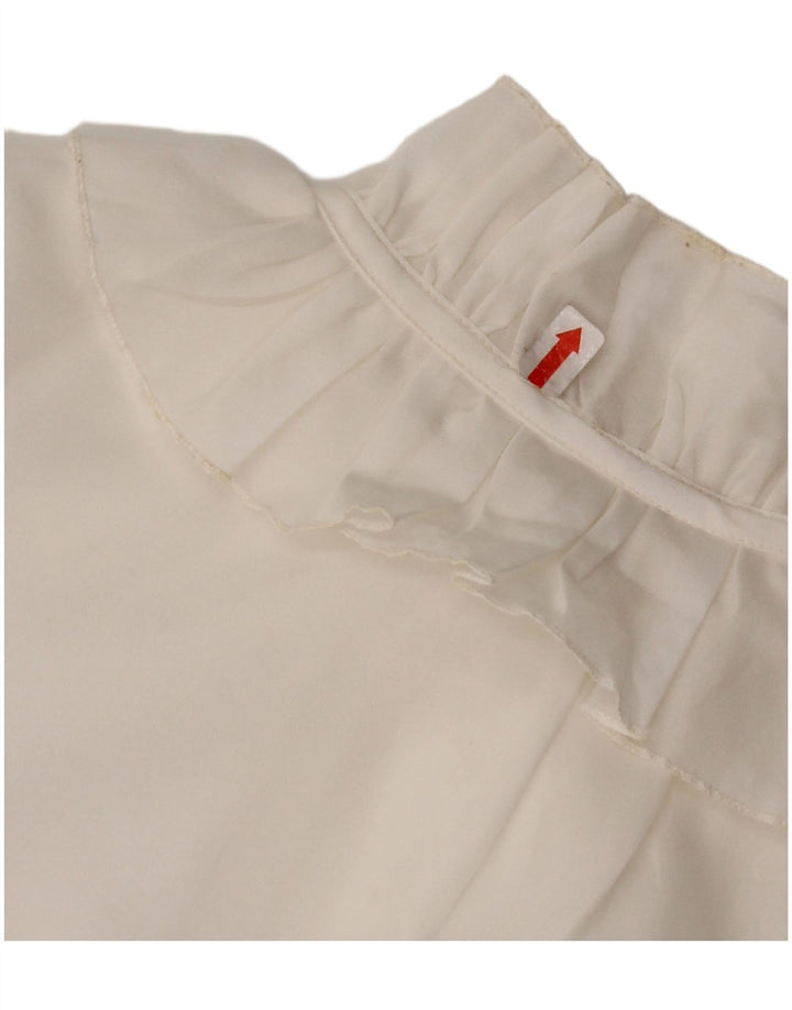 Bluză pentru femei VINTAGE cămașă cu volane în față UK 16, mare, albă