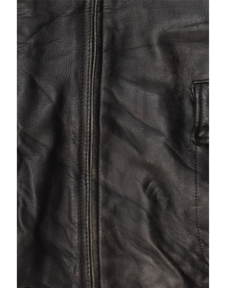 Jachetă de piele pentru bărbați Brooksfield UK 40 mare, neagră, clasică din piele