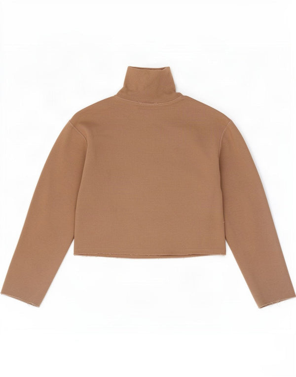 Crop Top pentru femei Zara cu mânecă lungă UK 10 mic, bej, bumbac