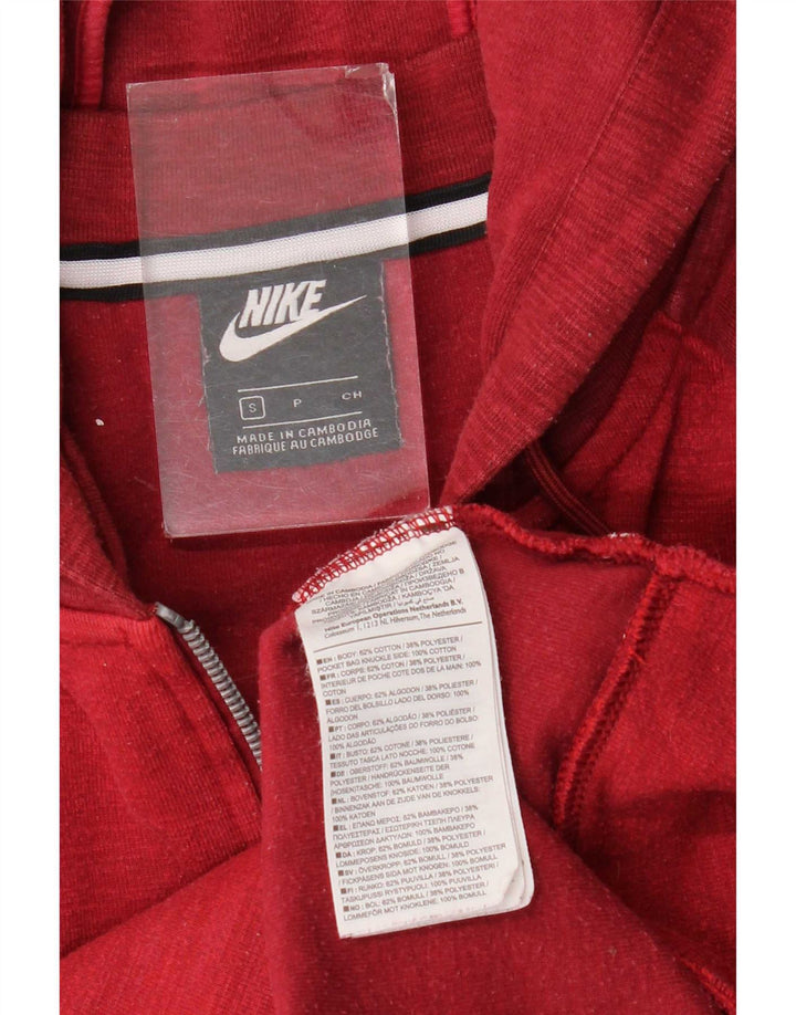 Pulover Nike pentru bărbați, cu fermoar, din bumbac roșu cu pete