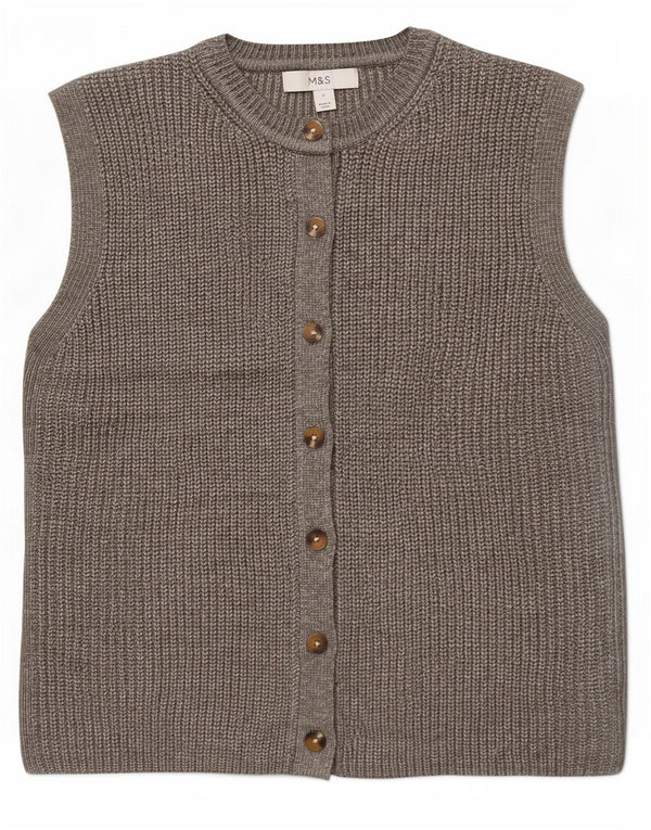 Pulover cardigan fără mâneci pentru femei Marks & Spencer UK 10 mic gri